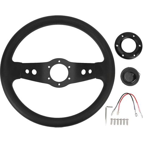 Roue de course, volant à vaisselle profonde, 13 pouces de voiture roue de voiture pu élégant look impact amélioré adage facile d'installation (Black) (1/5)