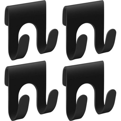 Lot de 4 crochets de douche noirs, support pour rasoir, étagère métallique, crochets de rangement, cintres de salle de bain, crochet double pour étagère de douche.