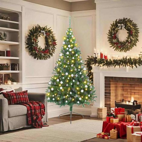 Künstlicher vorbeleuchteter Weihnachtsbaum Grün 180 cm PVC