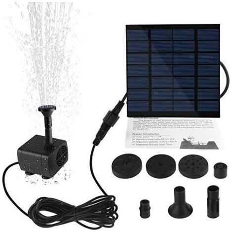 BUNTHAUS Pompe solaire pour fontaine, pompe à eau avec panneau solaire monocristallin 1,2 W pour bassin de jardin, bassin de poisson, petit bassin, Noir，12x12x4cm