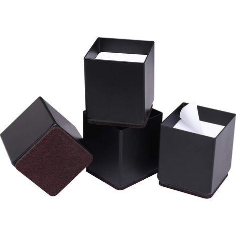 Rehausseurs de Meubles de 5,1 cm en Acier au Carbone, rehausseurs de Meubles Auto-adhésifs Robustes de 6,1 cm ajoute 5,1 cm de Hauteur aux Lits, canapés, armoires, carré Noir (1/5)