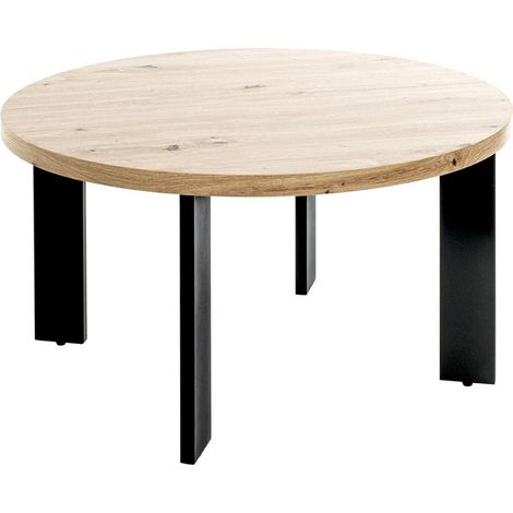 Table Basse Ronde "Tiny" 75cm Naturel & Noir