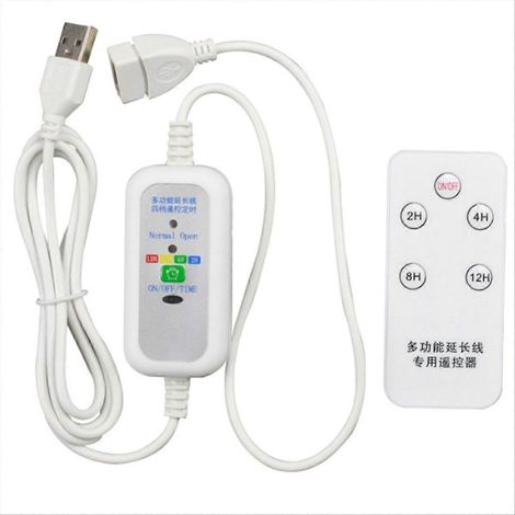 1,5 m Multifunktionales USB-Verlängerungskabel mit Fernbedienung für 5V USB-LED-Ventilator und 2-12 Stunden Timer (Ein-/Ausschalter). (1/5)