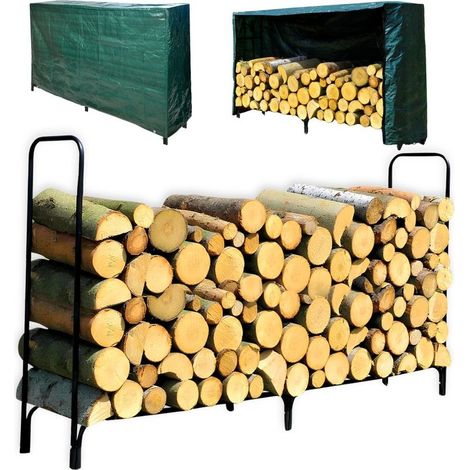 Serre à bûches en acier robuste avec bâche de protection - Stockage optimal de votre bois (1/5)