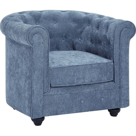 Poltrona in tessuto blu CHESTERFIELD