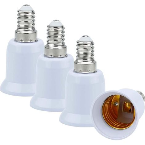 4x Douille de Lamp Adaptateur E14 à E27 en BLANC - Jeu de 4 reformatage convertisseurs pour douille de lampe pour ampoules à incandescence, LED, halogène, lampes économiques (1/5)