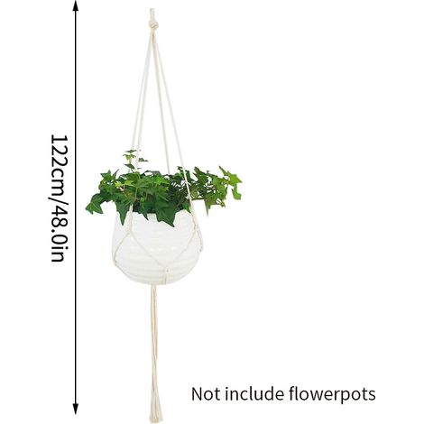 (S6) Paniers suspendus pour plantes en macramé faits main, suspension en corde de coton pour pots de fleurs, décoration murale pour jardin, cour ou terrasse. Fournitures de jardin. (1/4)