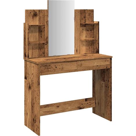 Maison Exclusive - Schminktisch mit Spiegel Altholz-Optik 96x39x1