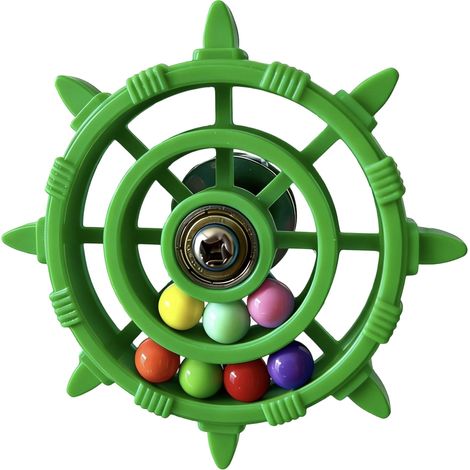 Ruota girevole per pappagalli da 3,8 pollici con perline, giocattolo interattivo da masticare, adatto a pappagalli di medie e grandi dimensioni, realizzato in metallo resistente, arricchisce l'ambient