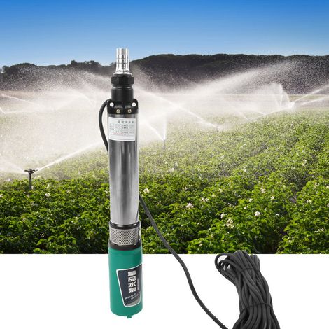 Pompe Ă eau submersible solaire haute pression 1'' 48V 60V 4/5mâ45/55m CC pour puits profonds, ligne de 20 m (1/5)