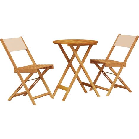 Maison Exclusive - Set da Bistrot 3pz Beige in Tessuto e Legno Massello