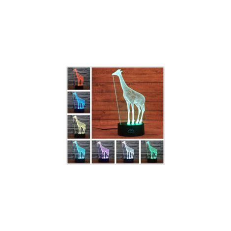 Veilleuse girafe 3D, 7 couleurs, lampe de bureau LED tactile, économie d'énergie, lampe en forme d'animal, décoration élégante et originale, cadeau (1/3)