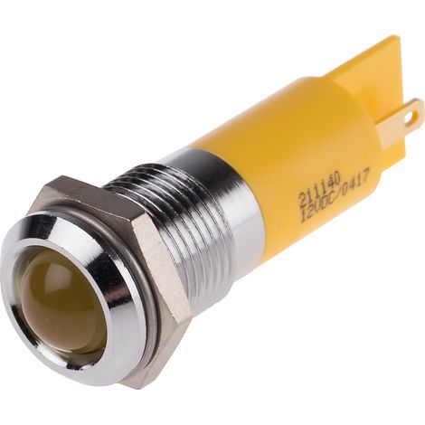 Voyant LED lumineux Jaune RS PRO, dia. 14mm, 12V c.c. ( Prix pour 1 )
