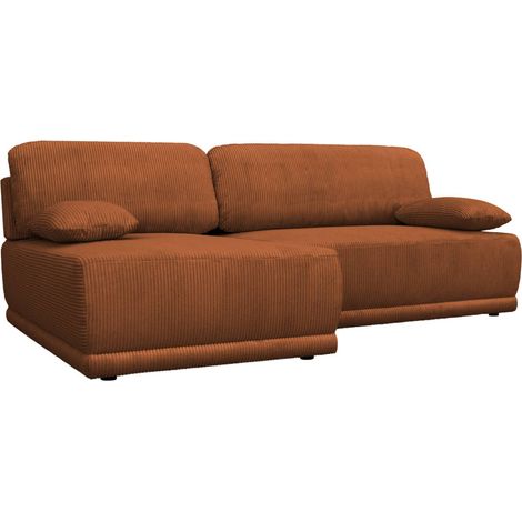 Banquette canapé d'angle gauche convertible 3 places velours côtelé avec coffre - Nelson Velours côtelé Brique (1/5)