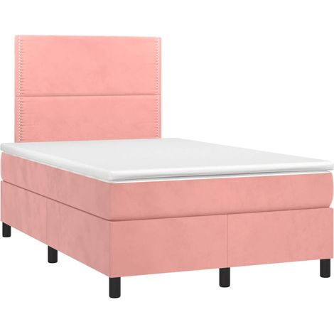 Maison Exclusive - Sommier à lattes de lit avec matelas rose 120x190 cm velours (1/5)