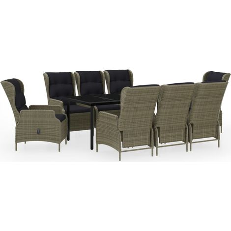 Maison Exclusive - 9-tlg. Garten-Essgruppe Braun