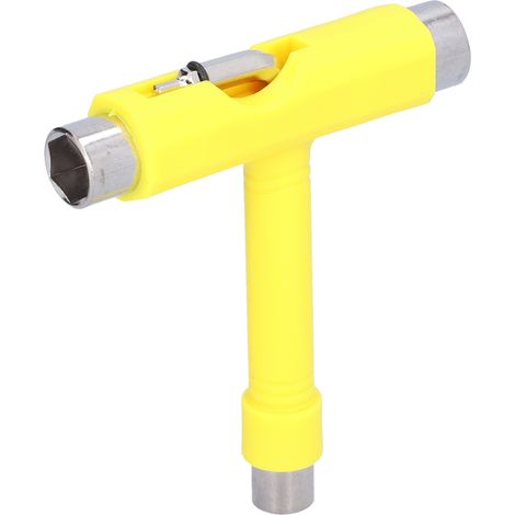 Clé Hexagonale Multifonction pour Skateboard - Kit de Réparation Portable en T - Matériel de Fixation Jaune