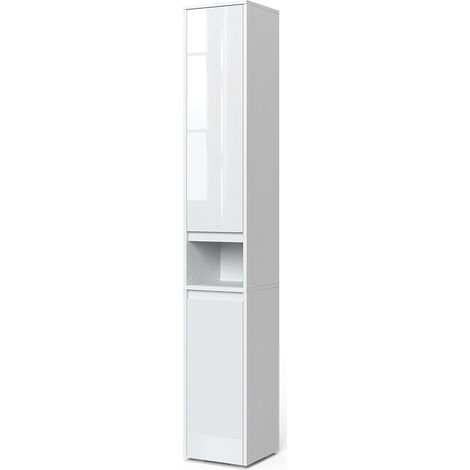 Badschrank Majest, Weiß, 30.2 x 191.5 cm mit Türen und offenem Fach, Vicco