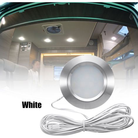 [NIEMALS VERWENDET] 12-LED-Einbaustrahler für Boote, Wohnmobile, 12 V, 6000 K, ultradünne LED-Leuchten, runde Form, kleine Innenbeleuchtung für Wohnmobile, Downlight mit Kabel, weiß