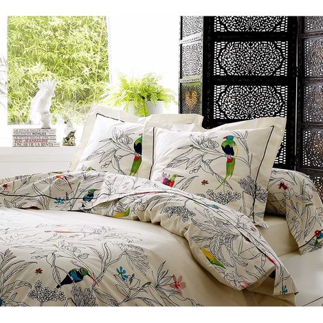 Taie de traversin faune et flore Ecru 86x240 cm