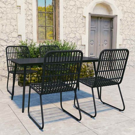 Ensemble repas extérieur 5 pièces, table et 4 chaises, résine tressée, noir - PANGIVO (1/5)