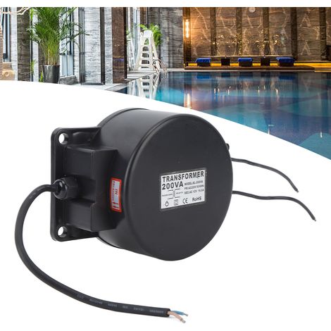 Transformateur d'éclairage de piscine 200 VA, convertisseur de puissance 220 V vers 12 V, étanche IP68 pour les luminaires basse tension, les éclairages sous-marins, les fontaines de piscine, les écla (1/5)