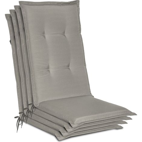 Beautissu 4er Set Hochlehner Auflagen Loft HL 120x50x6cm 	Hellgrau