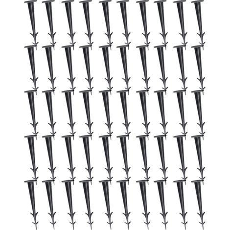 Piquet d'ancrage au sol - Piquet de jardin - Résistant aux UV - 12 cm - Plastique - Noir - Lot de 50 (1/5)
