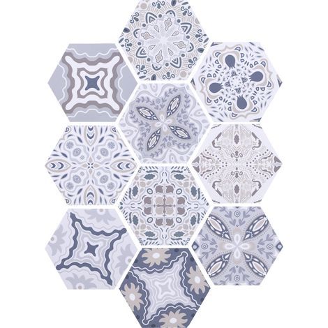 Tile stickers, hexagonal pattern, waterproof and non-slip, for bathroom and kitchen wall decoration (1/5)