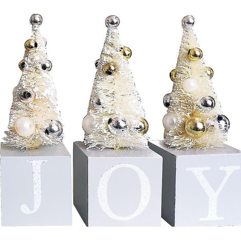 Décorations de sapin de Noël monolithiques en bois, perles et ornements de Noël (1/5)