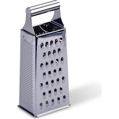 Râpe carrée Essential en acier inoxydable multifonction pour fromage, légumes, fruits et chocolat, passe au lave-vaisselle, inoxydable, argenté