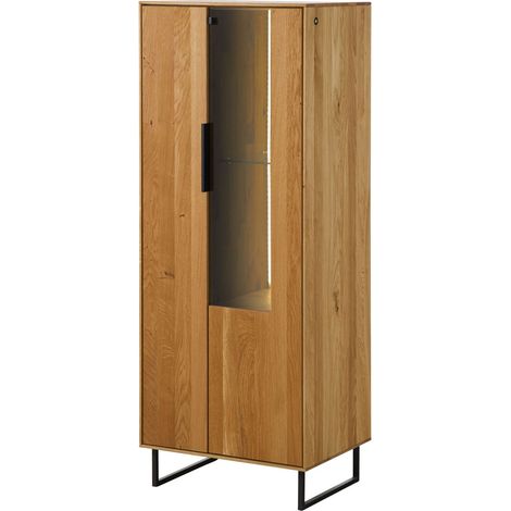Highboard Wildeiche natur geölt 55x43x145 cm teilmontiert LINDAU 15 (1/4)