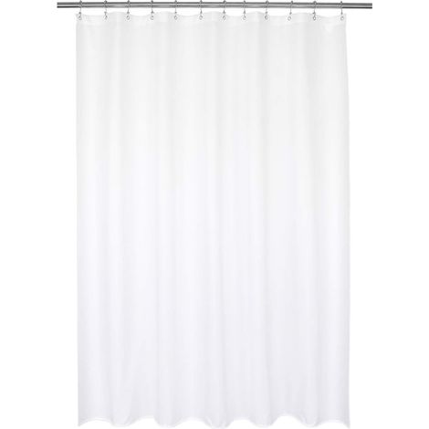 Rideau de douche blanc imperméable anti-moisissure 100×200 cm lavable, anneaux fournis pour baignoire (1/5)