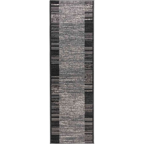 Runner Rug FLORNES Woven Grey Stripes 80 x 200 cm PP 7 mm vidaXL (1/4)