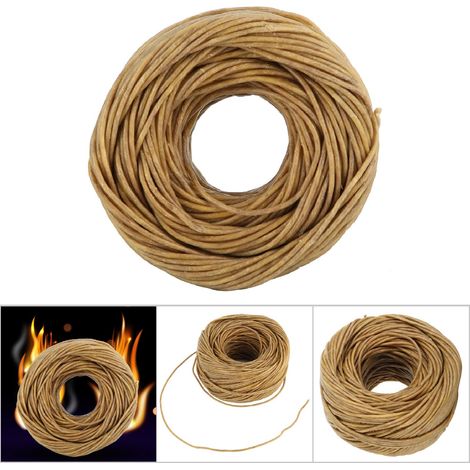 Mèche en fibre naturelle de cire d'abeille pour bougies parfumées DIY - 60 mètres (Foncé) (1/5)