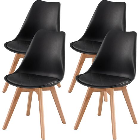 Chaises de Salle à Manger, Lot de 4, Pieds en Bois de Hêtre (1/5)