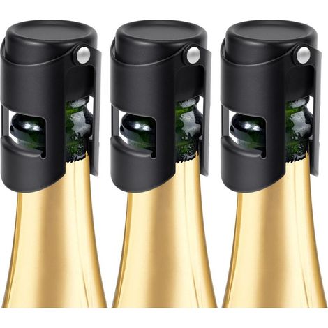 Bouchons à champagne lot de 3, acier inoxydable pour vin mousseux, étanches, préservent fraîcheur. (1/5)