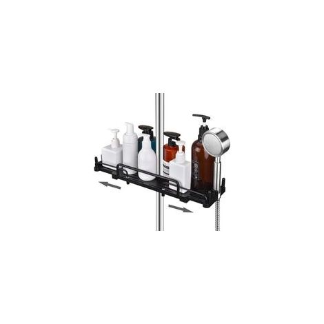 Étagère de Douche télescopique sans perçage 28-44 cm, Suspendre pour Salle de Bain, étagère de Rangement pour Barre de Douche de 18 à 25 mm (Noir) (1/5)