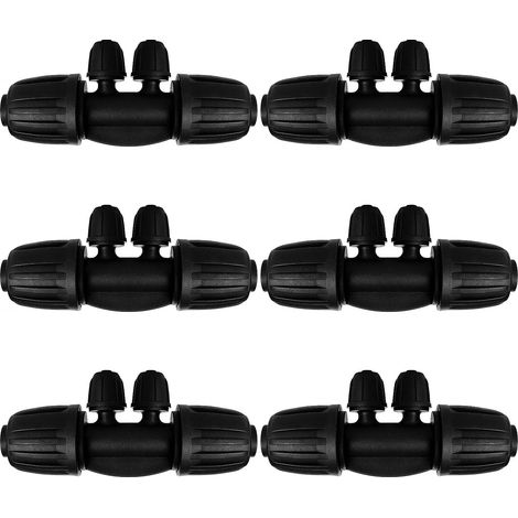 Raccord en T cannelé à 4 voies pour tuyau d'irrigation de 13/16 mm à 4/7 mm, pour irrigation goutte à goutte de jardin ou de pelouse. (1/5)