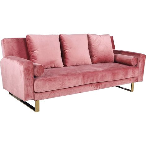 Canapé convertible clic-clac Djobi Velours Rose Pied Or