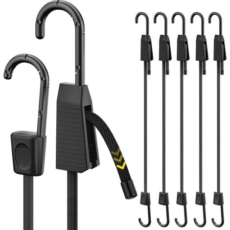 Verstellbare Spanngummis mit Haken, 6er Set, 60cm, Schwarz (1/5)