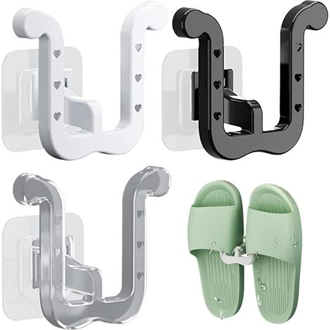 Porta pantofole, porta scarpe impermeabile a forma di U a 3 livelli da parete, porta scarpe autoadesivo da parete, porta scarpe salvaspazio per porte, armadi, bagni, cucine