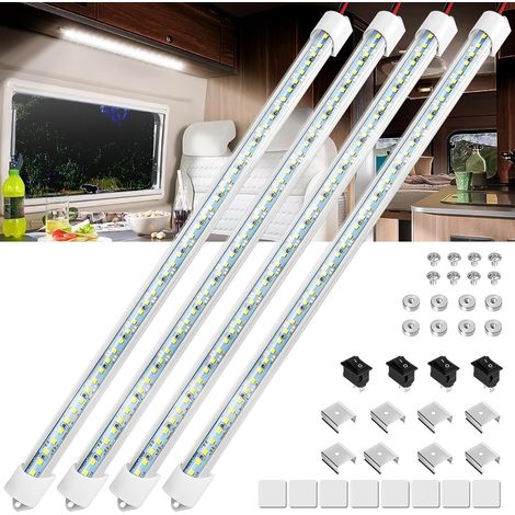 barre lumineuse led 12 v 48 led 700 lm 6500 k avec interrupteur pour voiture camion bateau camping-car