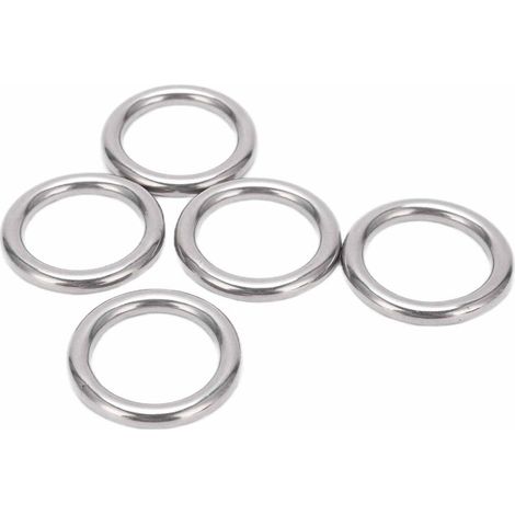 Set di 5 anelli rotondi in acciaio inox 304, saldati senza soluzione di continuità, tipo O, per amaca e yoga, 6 x 30 mm (1/5)