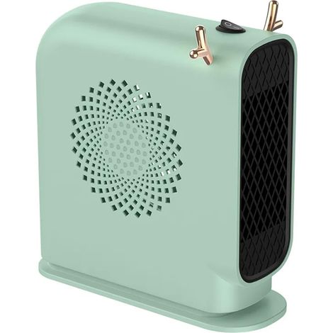 Elektrische Heizventilatoren Tragbare Desktop-Heizung mit geringem Verbrauch für das Heimbüro Handfußwärmermaschine für den Winter 500 W (Grün, mit PD100W-Kabel)