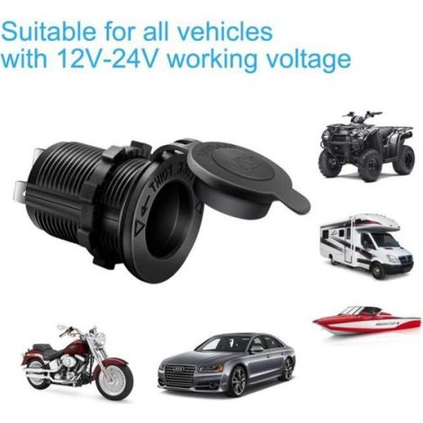 2pcs Prise Allume Cigare Voiture étanche avec Fusible 10A,12V/24V Adaptateur Universel Rallonge Allume-Cigare Femelle Câble de 60cm (1/5)
