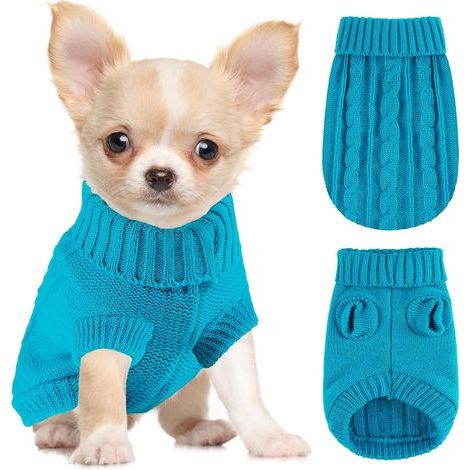 XXS Pull tricoté pour Chihuahua, Chihuahua, Motif Tasse de thé yorkshund, Teckel pour Petits Chiens et Filles, mâles, pour l'automne et l'hiver (1/5)