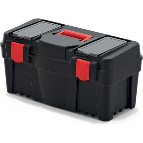 Cassetta portautensili in polipropilene con cerniere ABS maniglia ergonomica vassoio estraibile e chiusure laterali - 40x20xH19 cm (1/4)