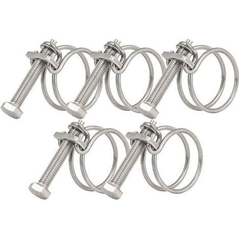 Collier de serrage à double fil en acier inoxydable 201, 5 pièces, taille 28-32 mm, pour fixation universelle de tuyaux d'eau (1/4)