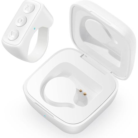 Télécommande Bluetooth avec anneau de défilement, pour TikTok, défilement de page sans fil, déclencheur à distance rechargeable, selfies, blanc